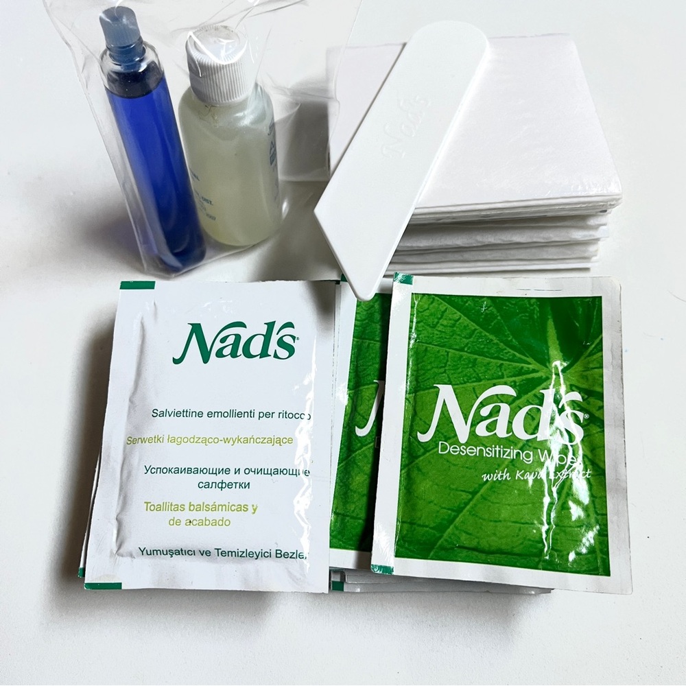 Nad's Waxing Supplies- Azul Oil, Desensitizing Wipes, waxing Strips- NEW